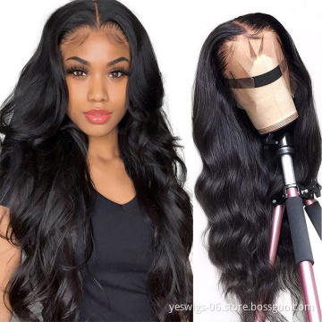 Raw Peruvian Virgin Human Hair Full HD Transparent Lace Frontal Closure Wig Yeswigs 13X6 Swiss Lace Front Wig For Black Women